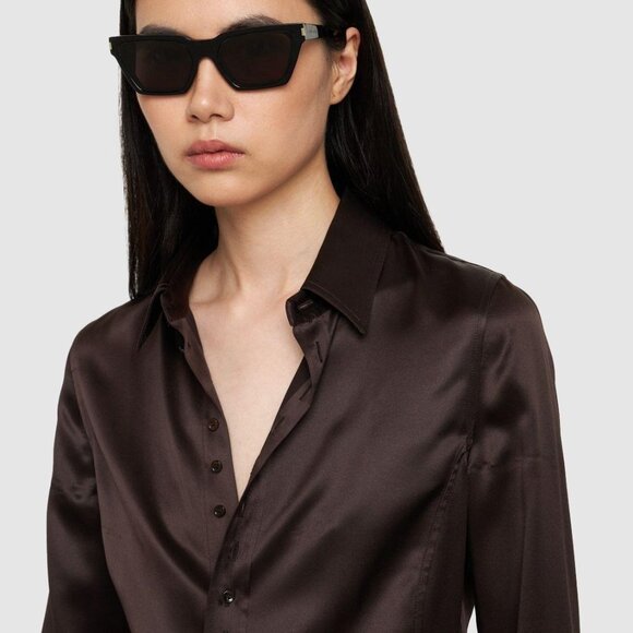 NEW Saint Laurent SL633 CALISTA 001 Black Cat Eye Women Sunglasses - Picture 1 of 15